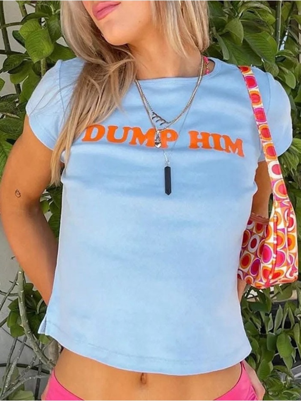 Women's 'Dump Him' Light Blue Graphic Tee